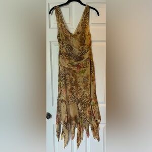 Ricki Freeman for Teri Jon silk animal and floral print dress size 6